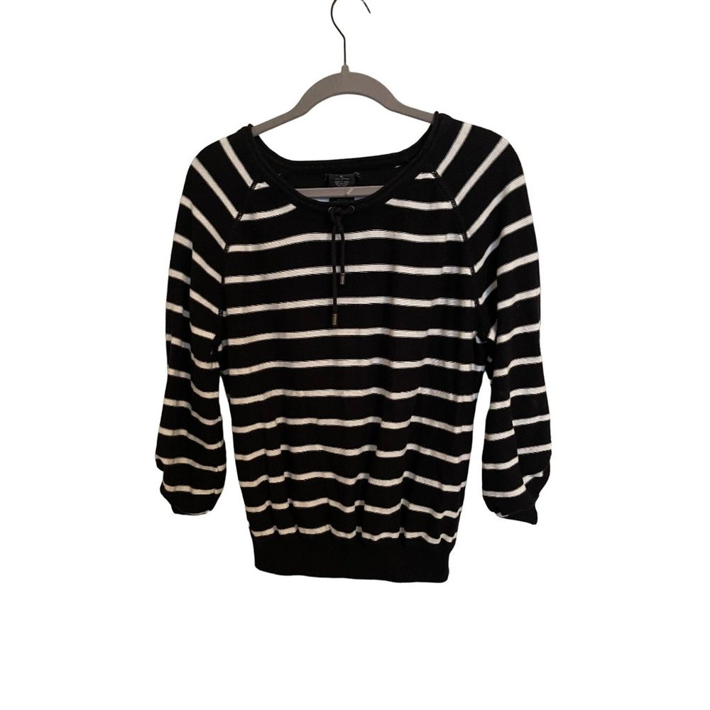 Grace Elements Knit sweater size XL black white‎ striped